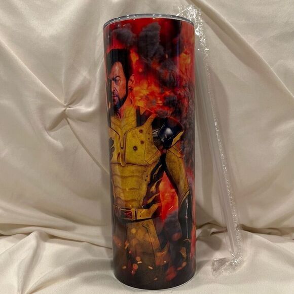 Disney Marvel Deadpool & Wolverine Insulated Tumbler Stainless Steel & Straw NEW - Picture 5 of 8